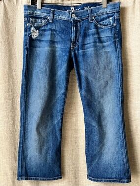 7 for all Mankind crop Josefina skinny boyfriend destructed jeans 28